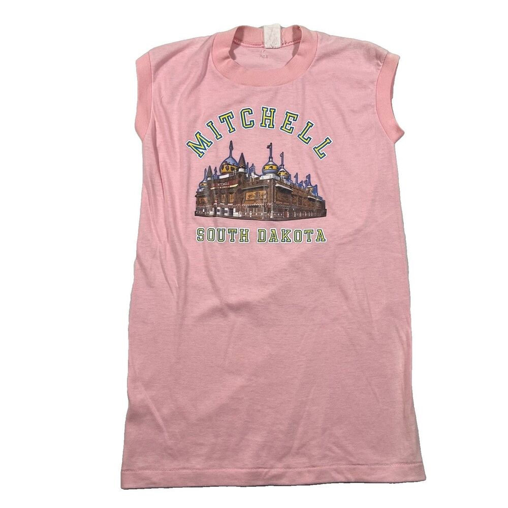 Vintage 80s Mitchell South Dakota Corn Palace Pink Ringer T-Shirt USA Size S